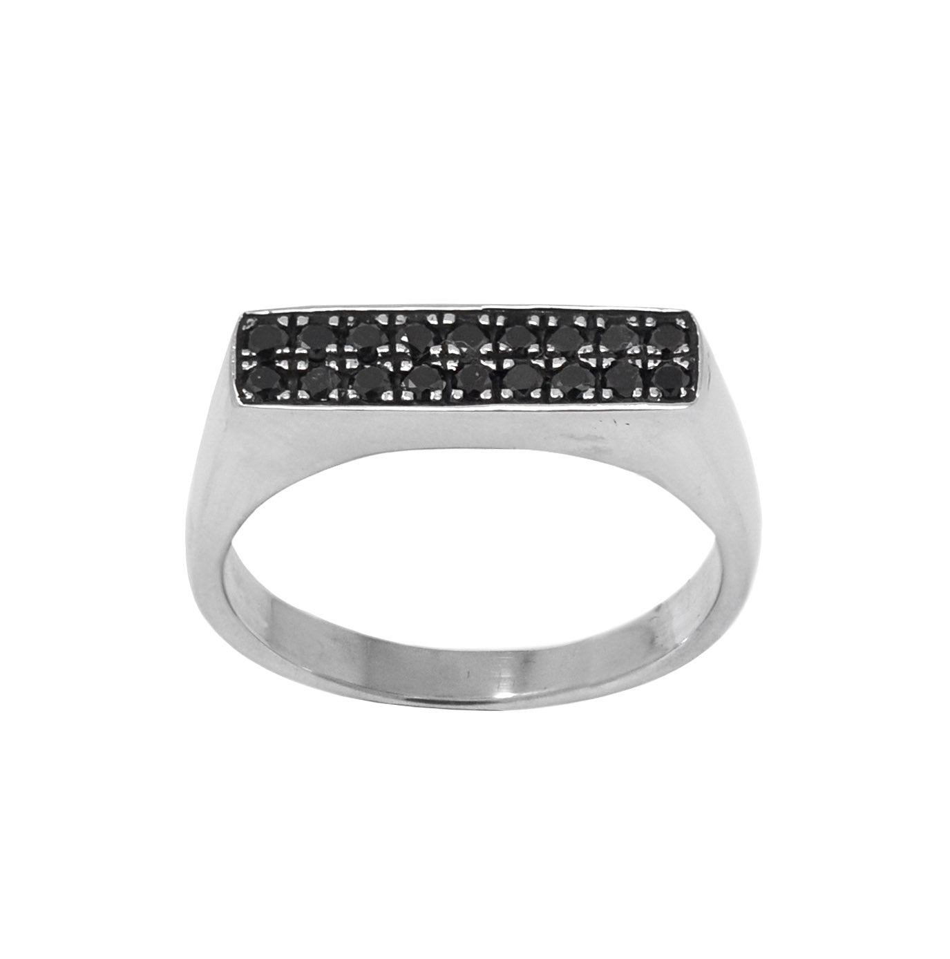 Black Diamond Thin Rectangle Signet Ring