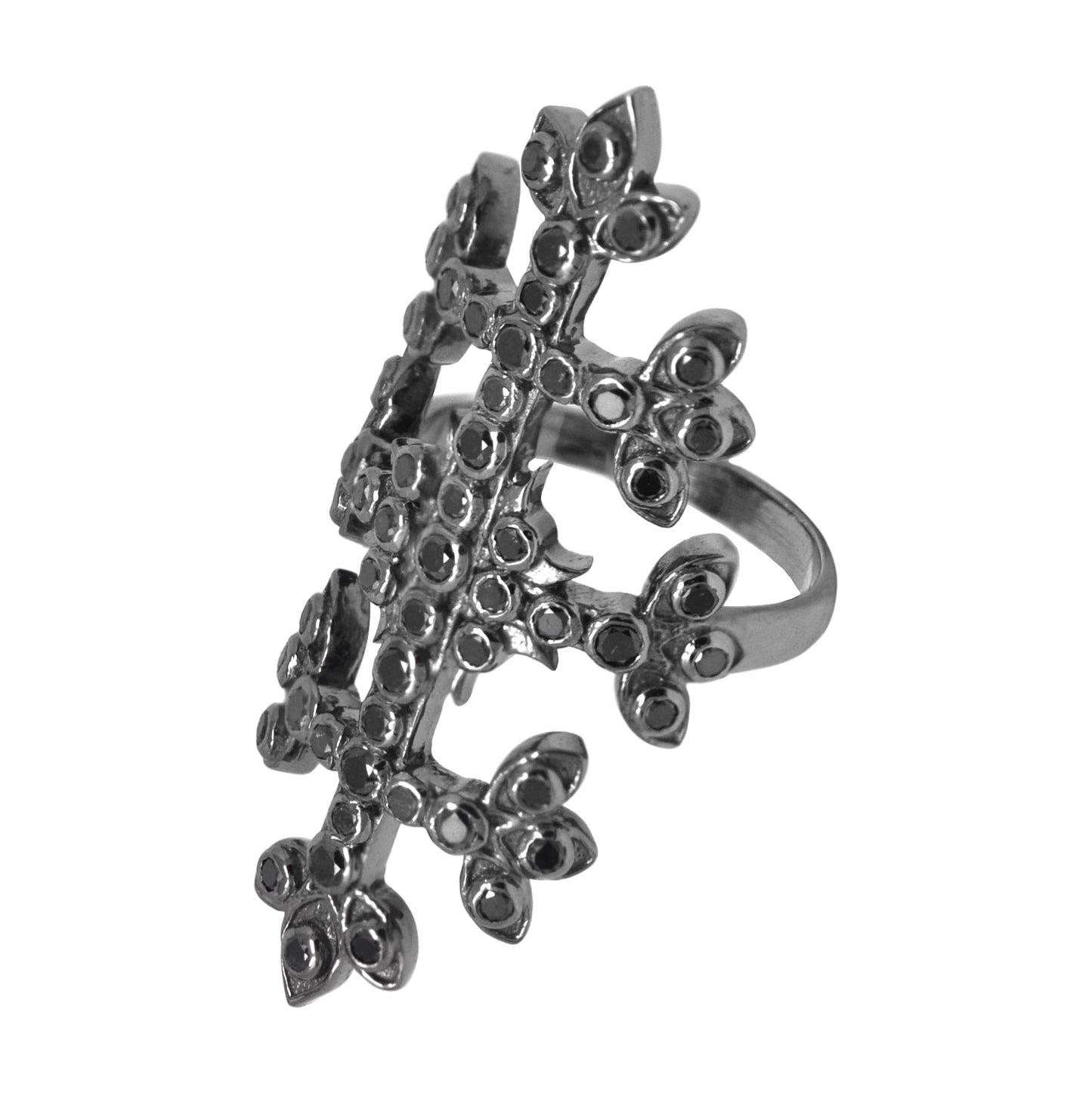Black Diamond Wide Elongated Ring