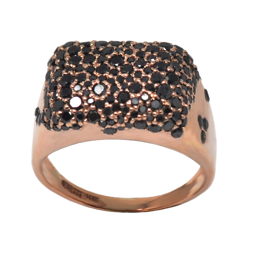 Black Diamond Square Top Ring In Rose Gold