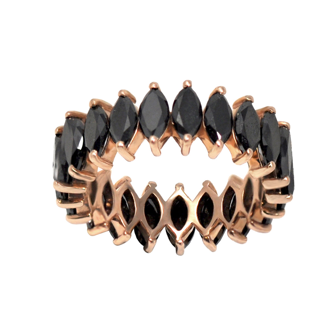 Marquise Cut Black Diamond Eternity Band