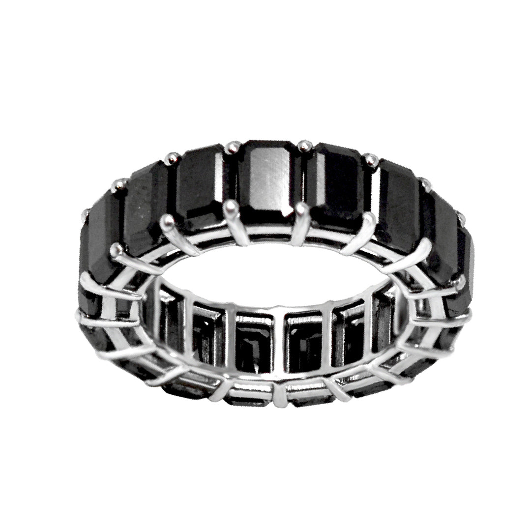 Emerald Cut Black Diamond Eternity Band