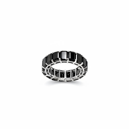Emerald Cut Black Diamond Eternity Band