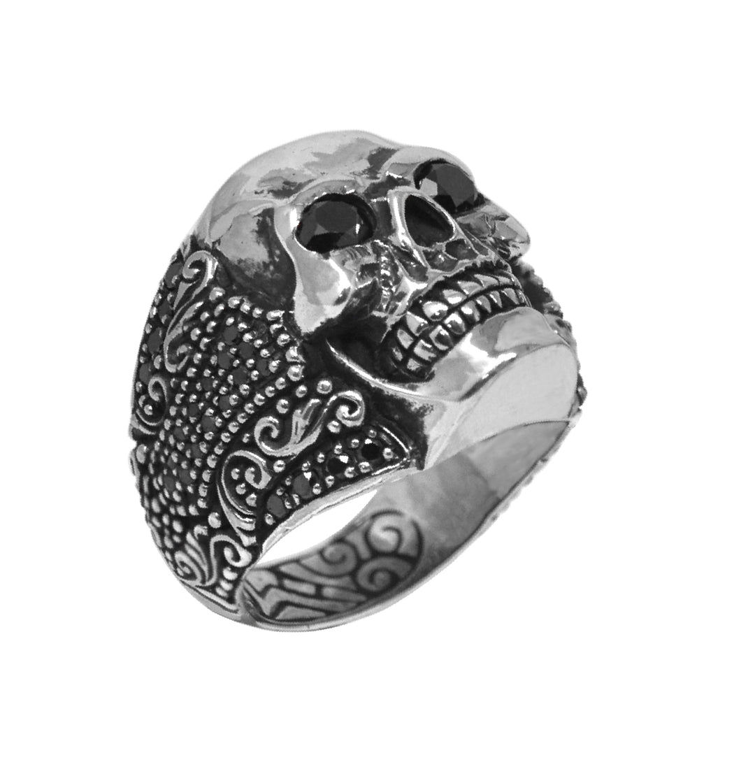 Black Diamond Skull Ring