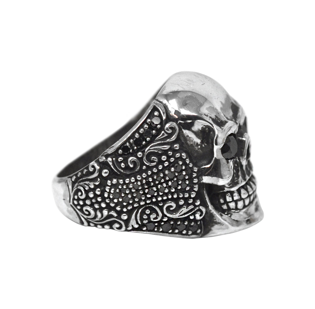 Black Diamond Skull Ring