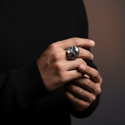 Black Diamond Skull Ring