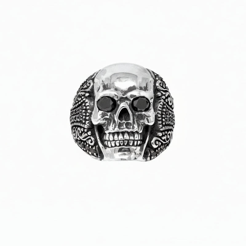Black Diamond Skull Ring