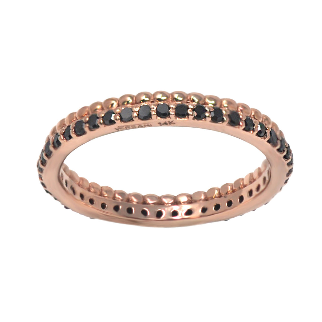 Black Diamond Band Ring In Rose Gold