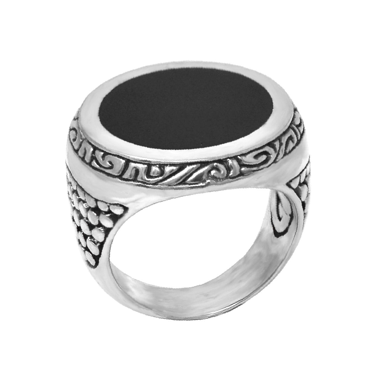 KeyDesign Flat Top Round Onyx Top Ring