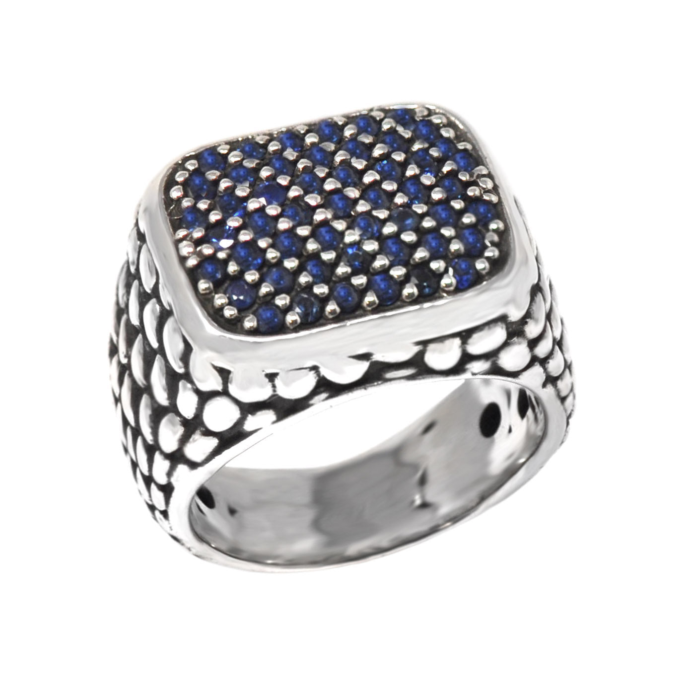 Gemstone Pavé Square Top Ring