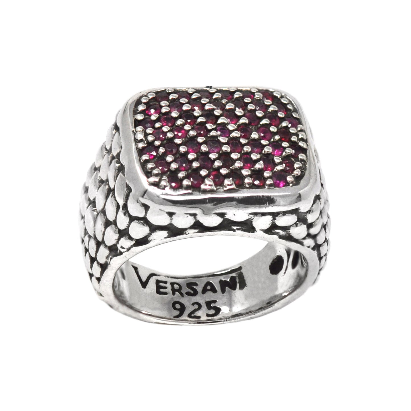 Gemstone Pavé Square Top Ring