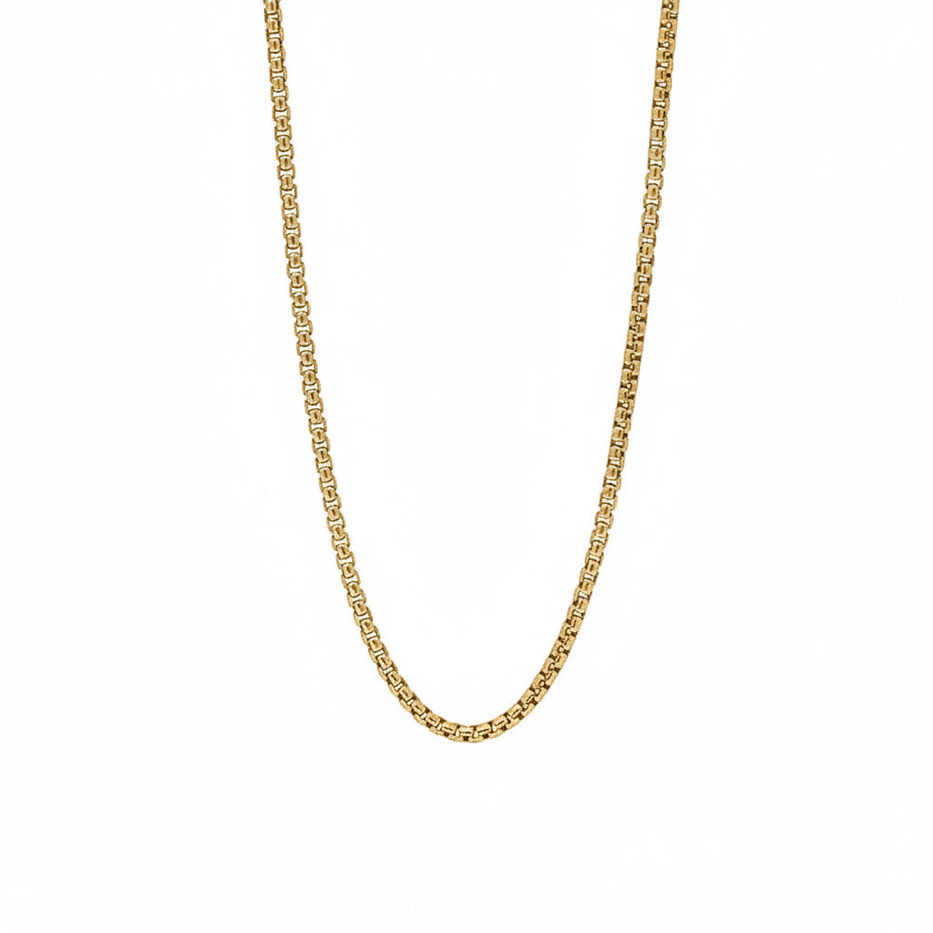 Unisex 1.8mm 14k gold small round box chain necklace best seller - Top rated artisan chains by Versani SOHO NY