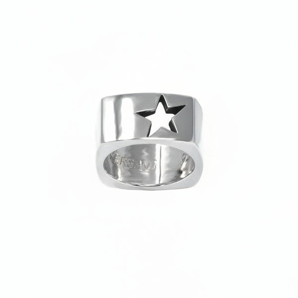 Sterling silver square star cutout ring, the iconic style worn by Billie Eilish - Versani SoHo