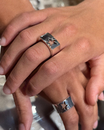 Sterling silver square star cutout ring, the iconic style worn by Billie Eilish - Versani SoHo