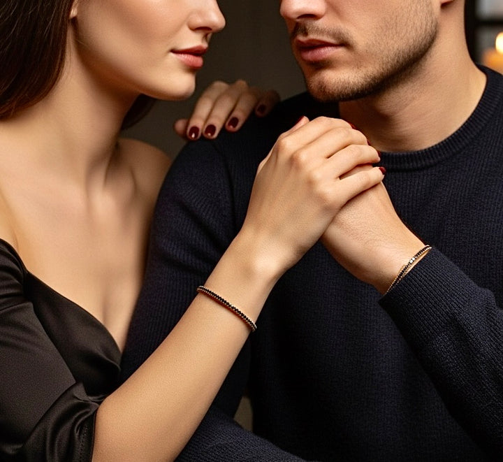 Thin Black Diamond Tennis Bracelet In Rose Gold