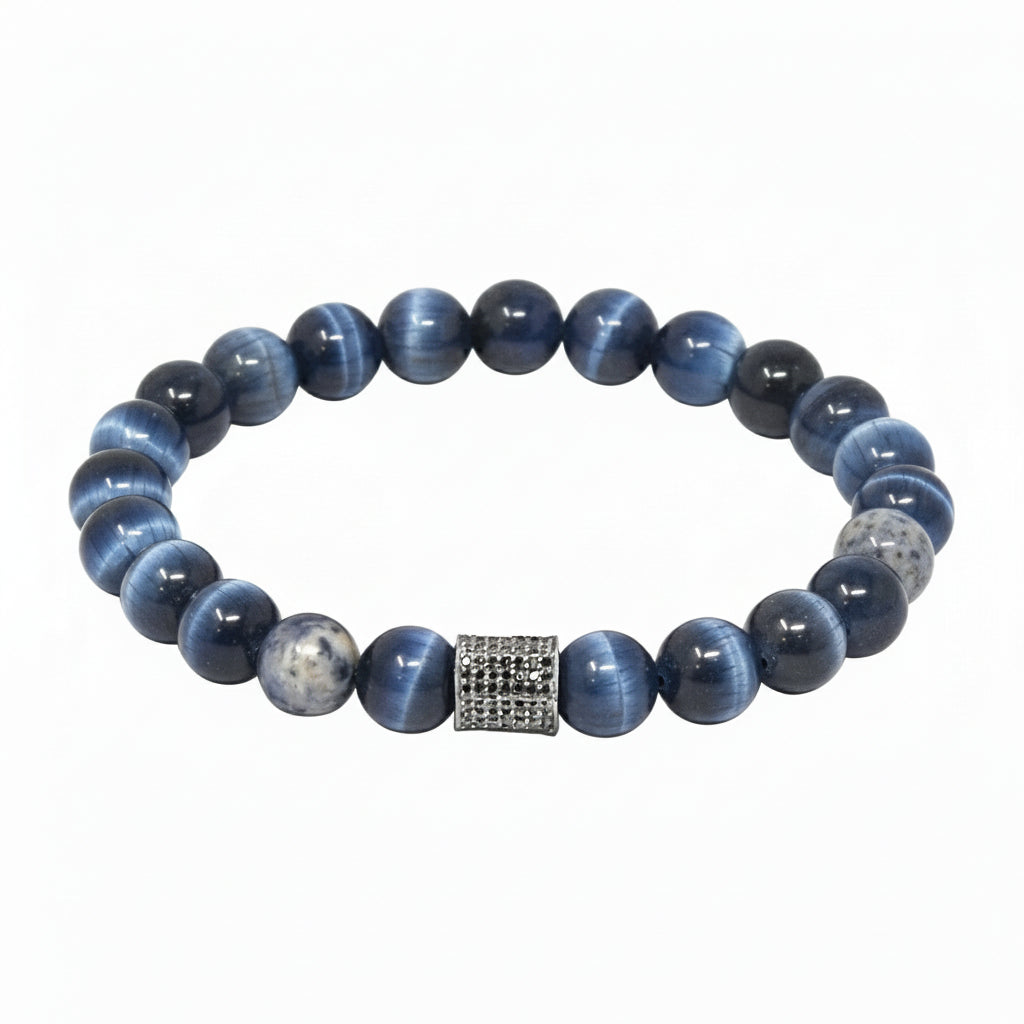 Bead Bracelet With Black Diamond Hexagon