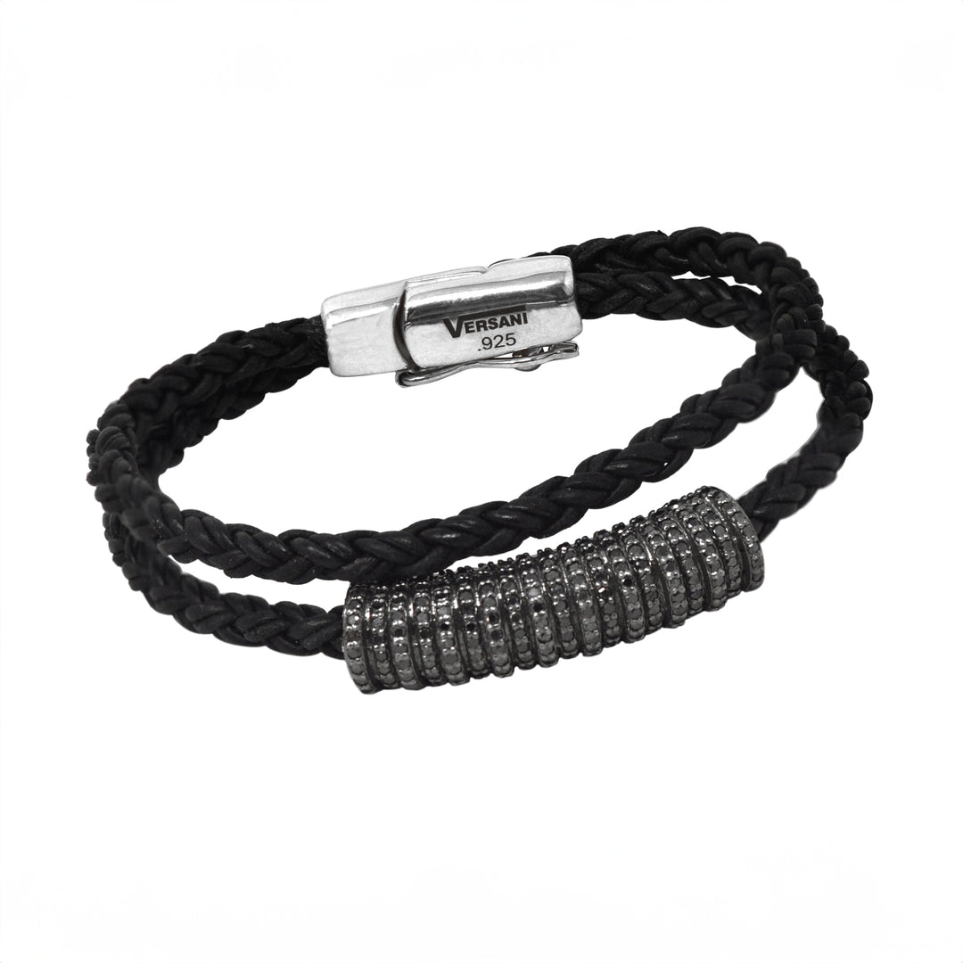 Black Diamond Double Wrap Leather Bracelet