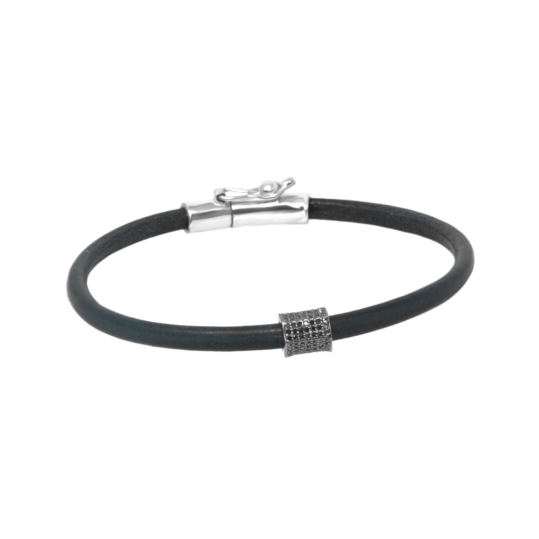 Black Diamond Cylinder Simple Leather Bracelet