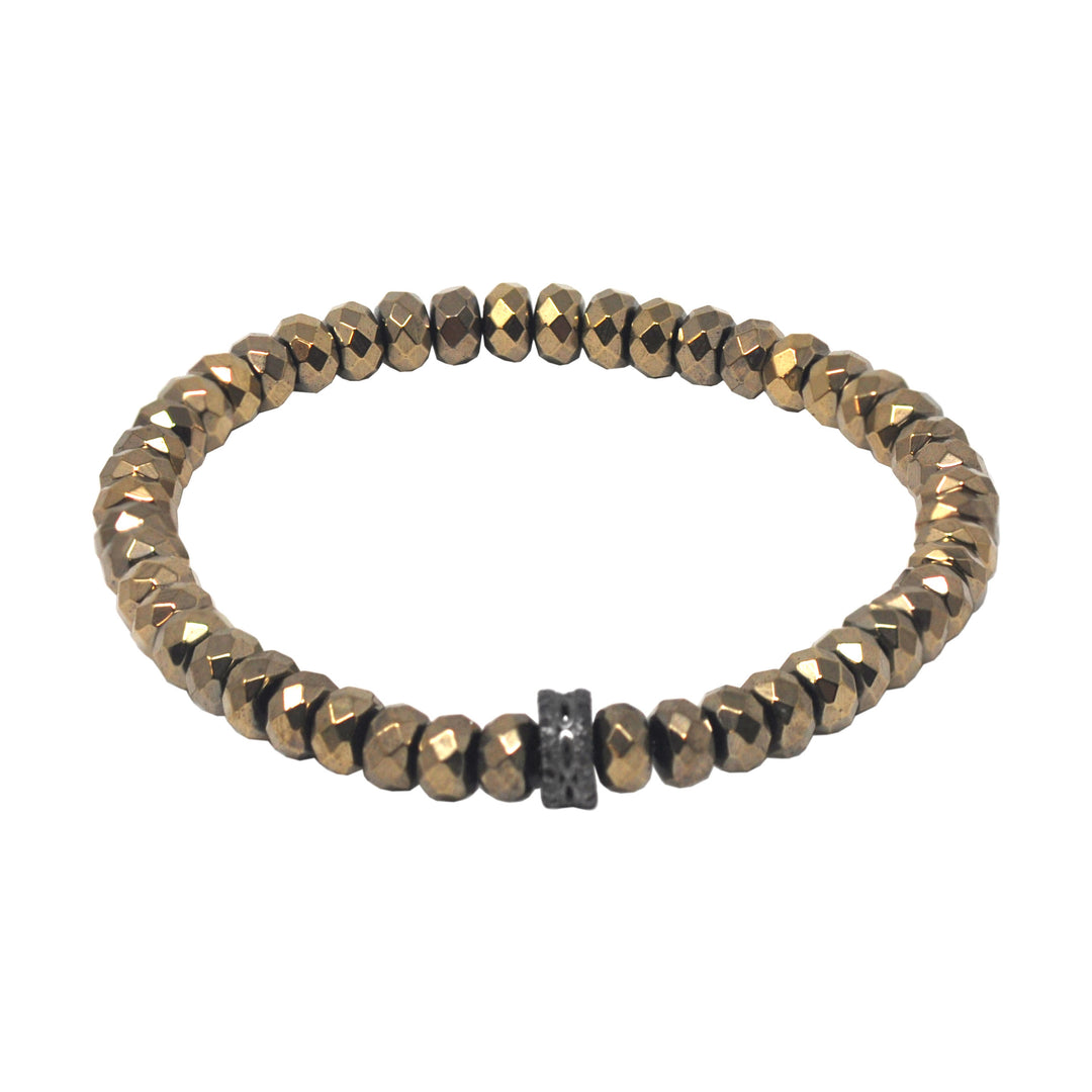 Bead Bracelet With Black Diamond Disc