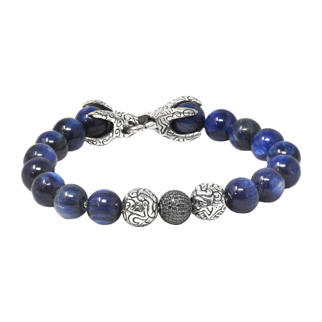 Bead Bracelet With Black Diamond Ball And Claw Clasp