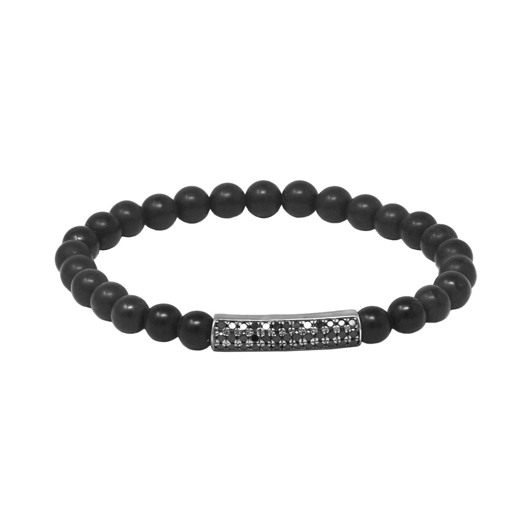 Bead Bracelet With Black Diamond Curved Bar