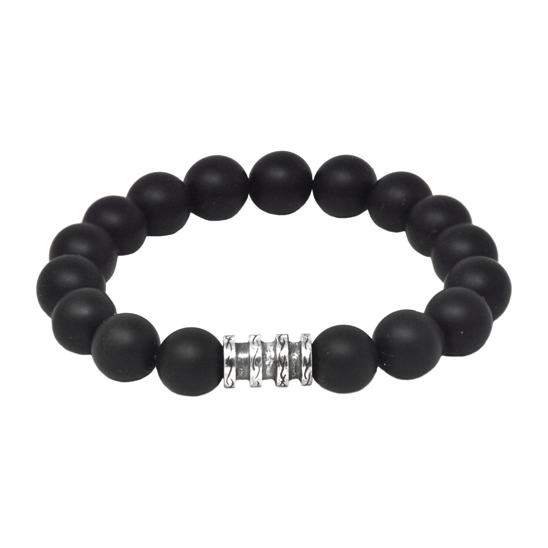 Bead Silver Cylinder Bracelet , 10mm