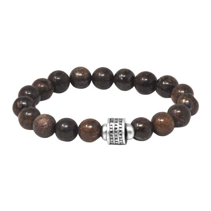 Bead Bracelet With Black Diamond Cylinder