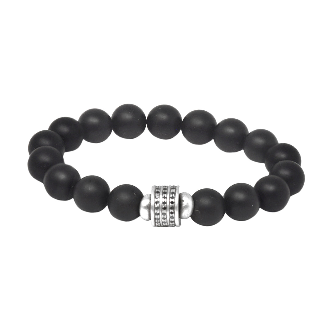 Bead Bracelet With Black Diamond Cylinder