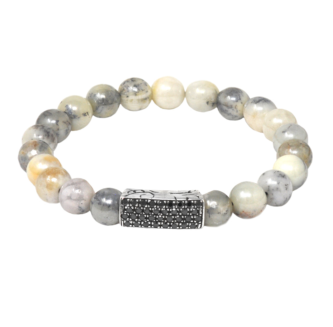 Bead Bracelet With Black Diamond Bar