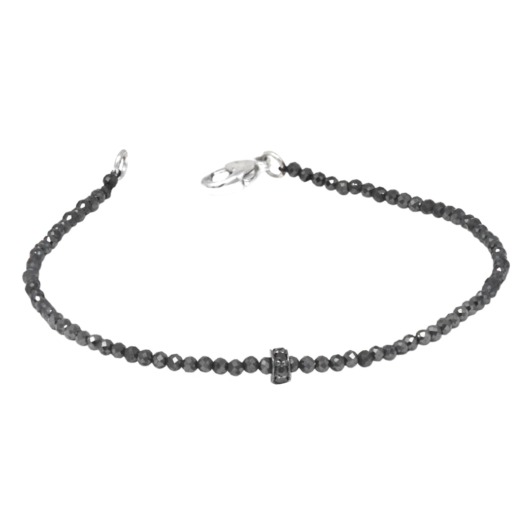 Hematite Bracelet With Black Diamond Disc