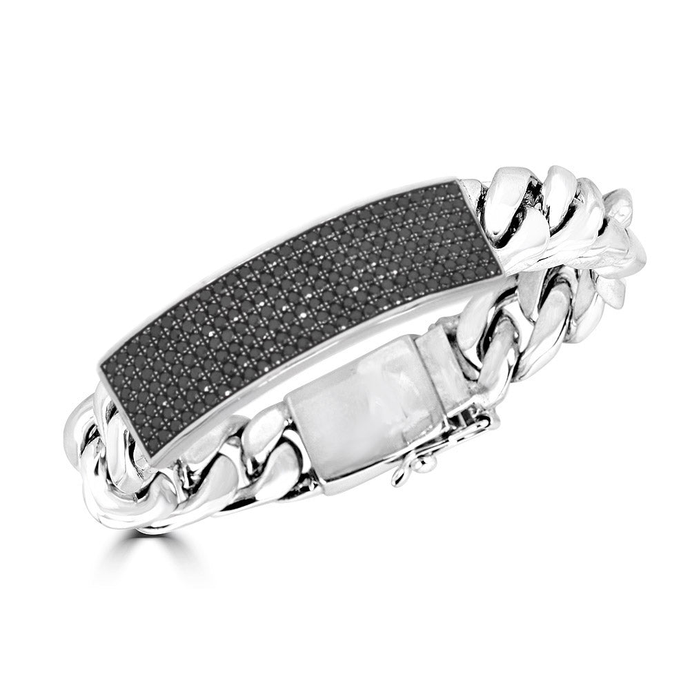 Wide Black Diamond ID Bracelet