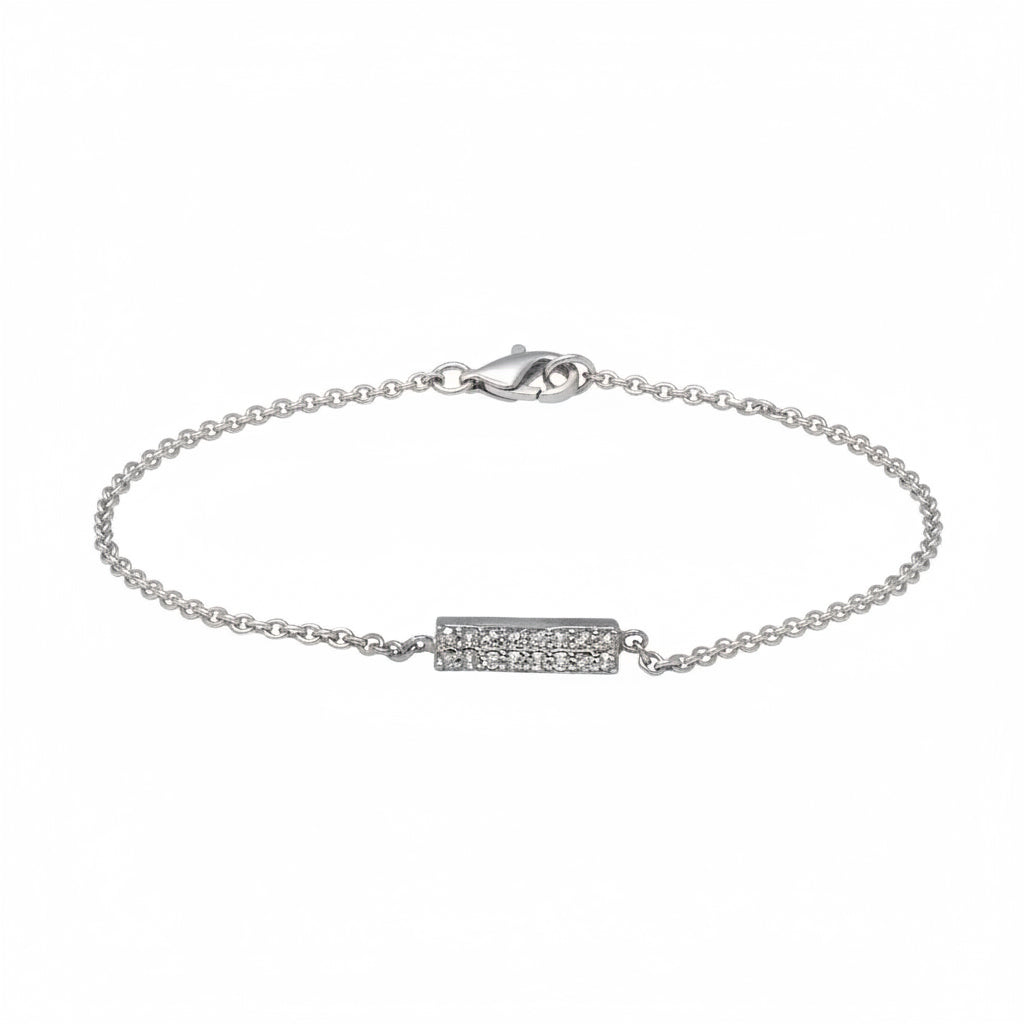 White Diamond Bar Chain Bracelet