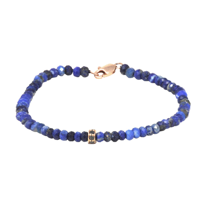 Beaded Bracelet With Black Diamond Rose Gold Disc