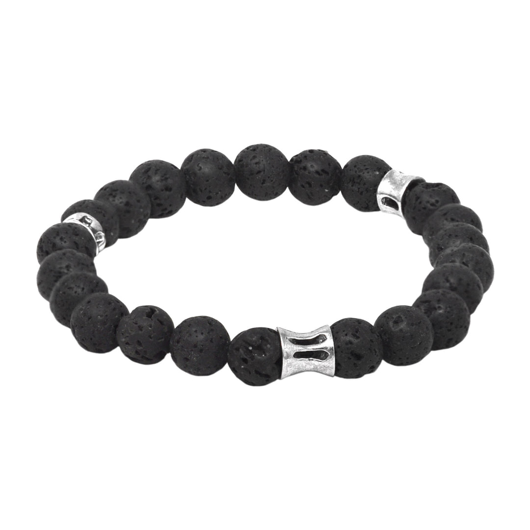 Bead Station Silver Cylinder Bracelet , 8mm