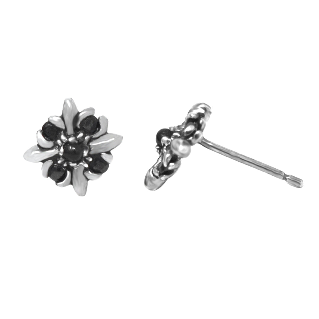 Onyx Flower Stud Earrings