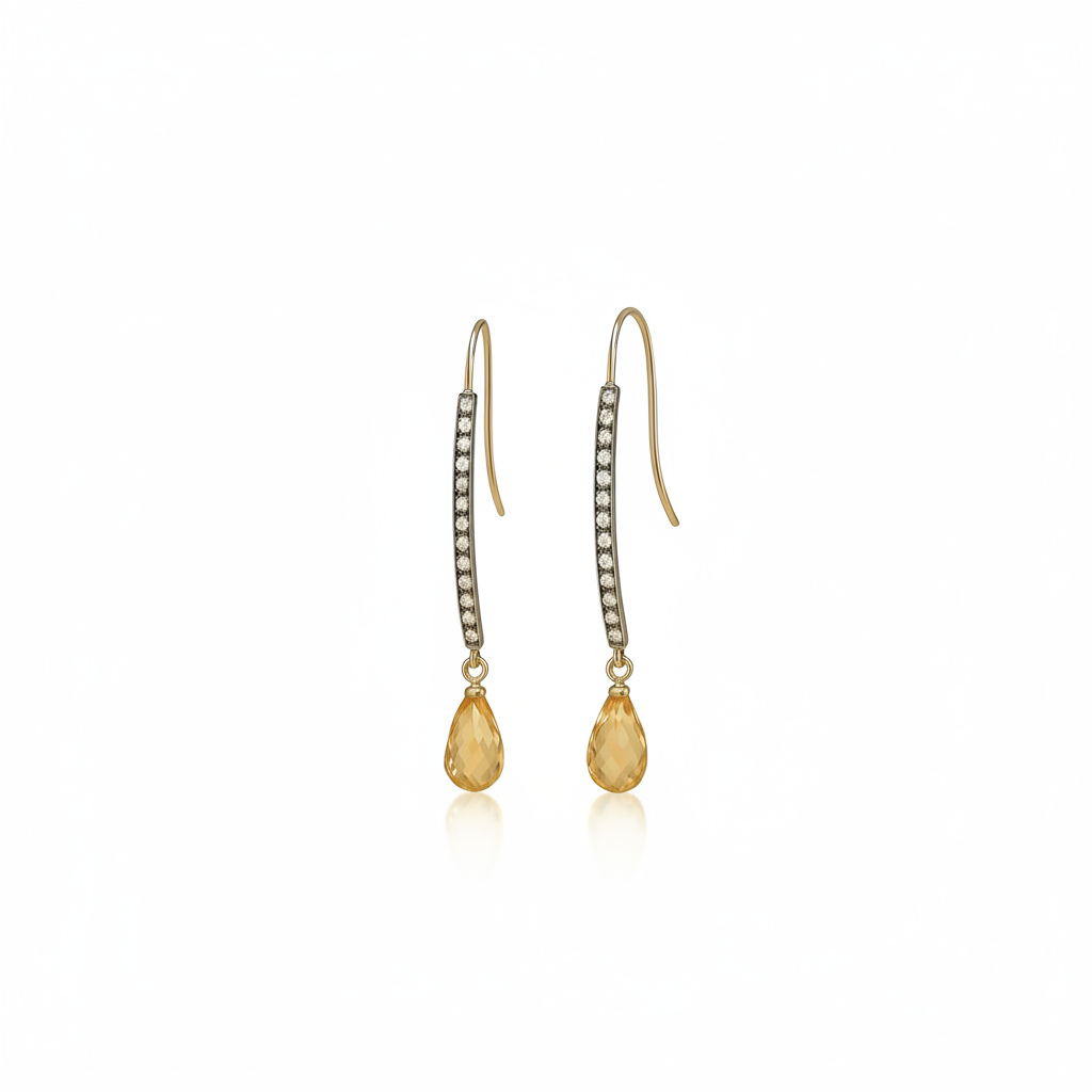 Citrine Curved Bar Drop Earrings