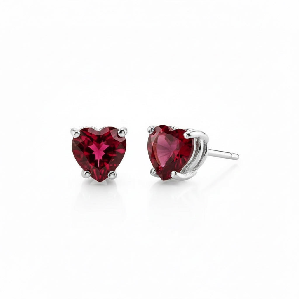 Gemstone Heart Stud Earrings