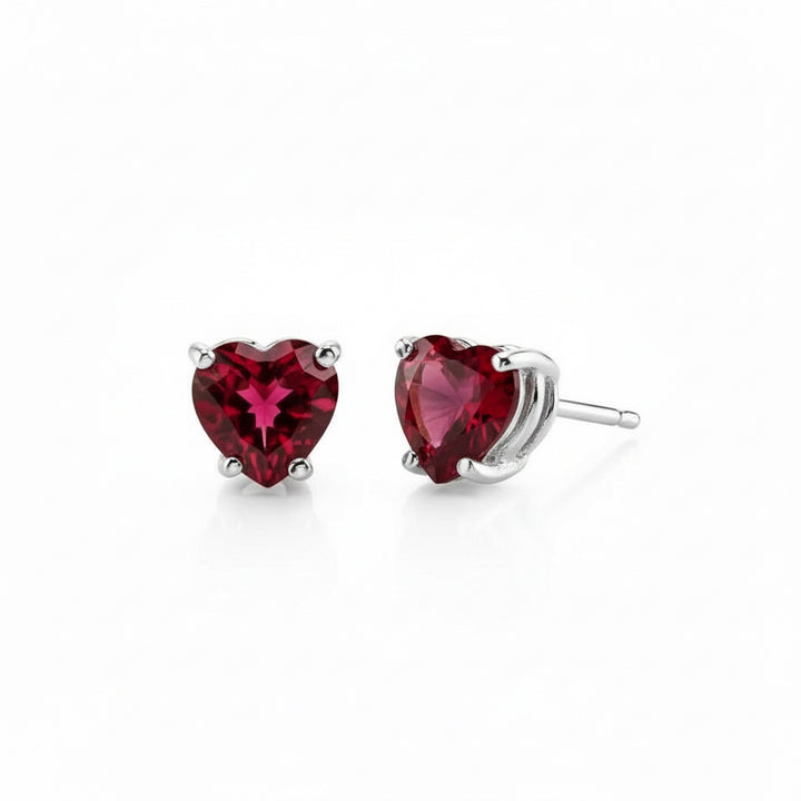 Gemstone Heart Stud Earrings