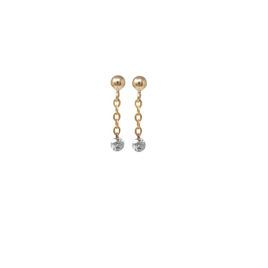 Diamond Dangle Chain Stud Earrings