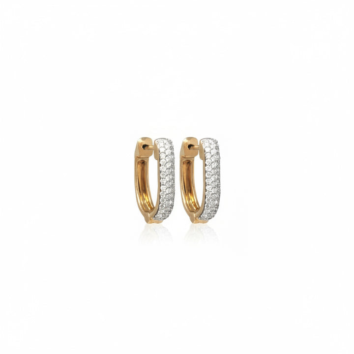 Pave Diamond Gold Huggie Earrings