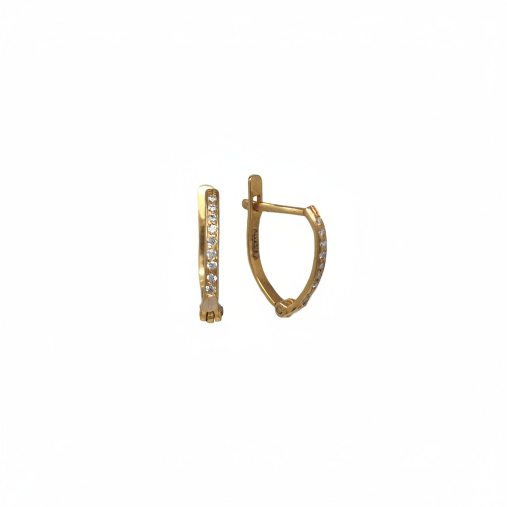 Single Row Diamond Gold Huggie Earrings