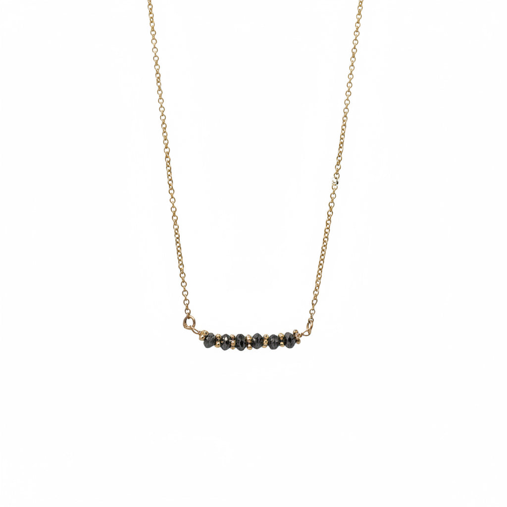 Black Diamond Bar Necklace in Yellow Gold