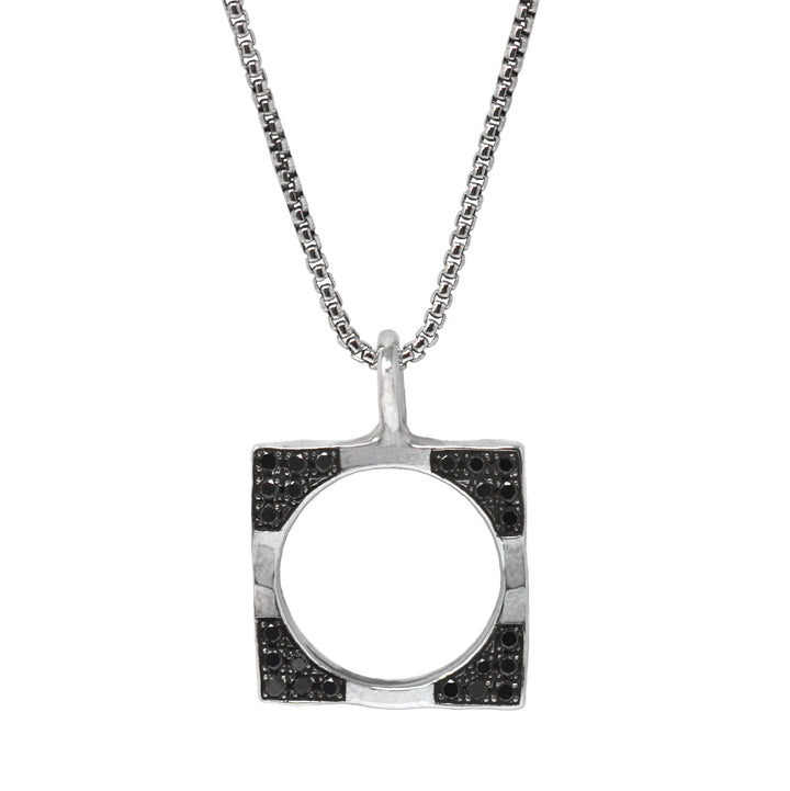 Black Diamond Square Cutout Pendant Necklace