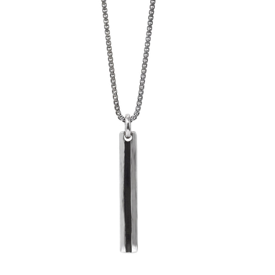 Oxidized Bar Pendant Necklace