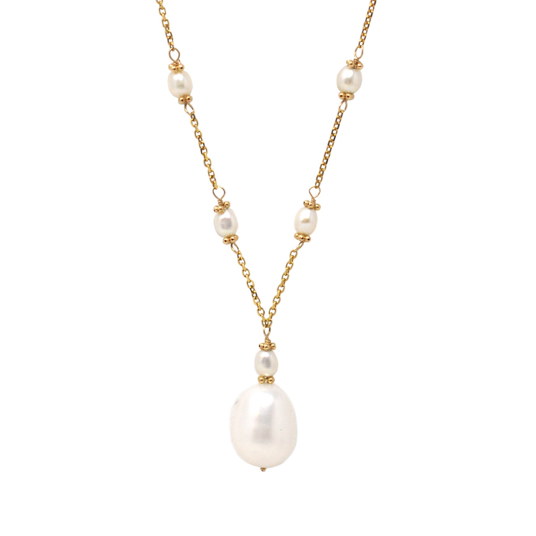 White Pearl Drop Pendant Necklace