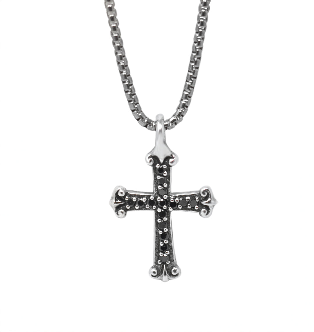 Black Diamond Cross Pendant Necklace