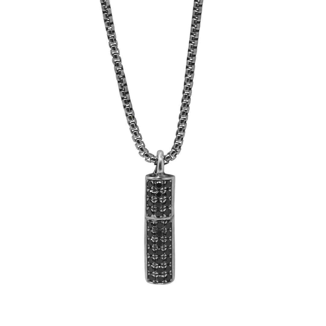 Black Diamond Bar Pendant Necklace