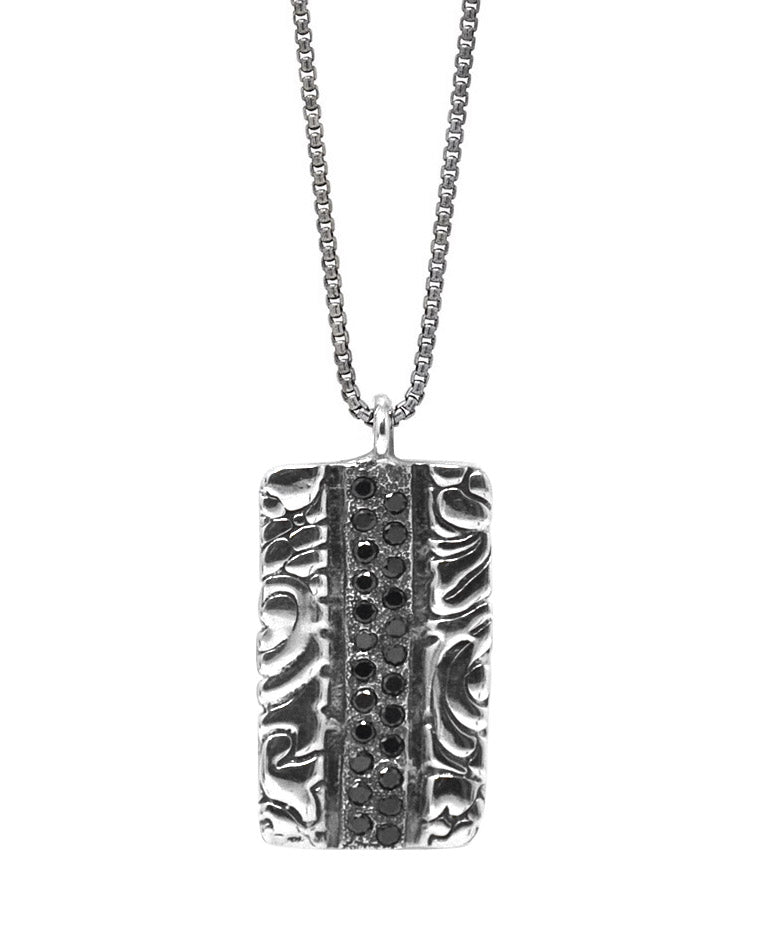 Black Diamond KeyDesign Rectangular Tag Pendant Necklace