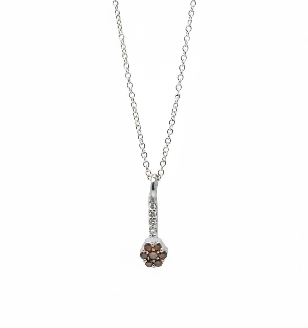 Mini Diamond Flower Drop Pendant Necklace