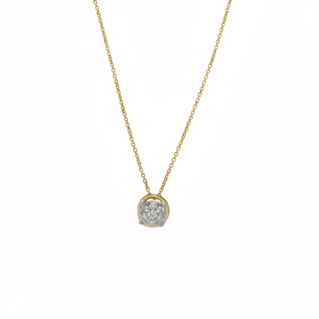 Mini Diamond Cluster Circle Pendant Necklace