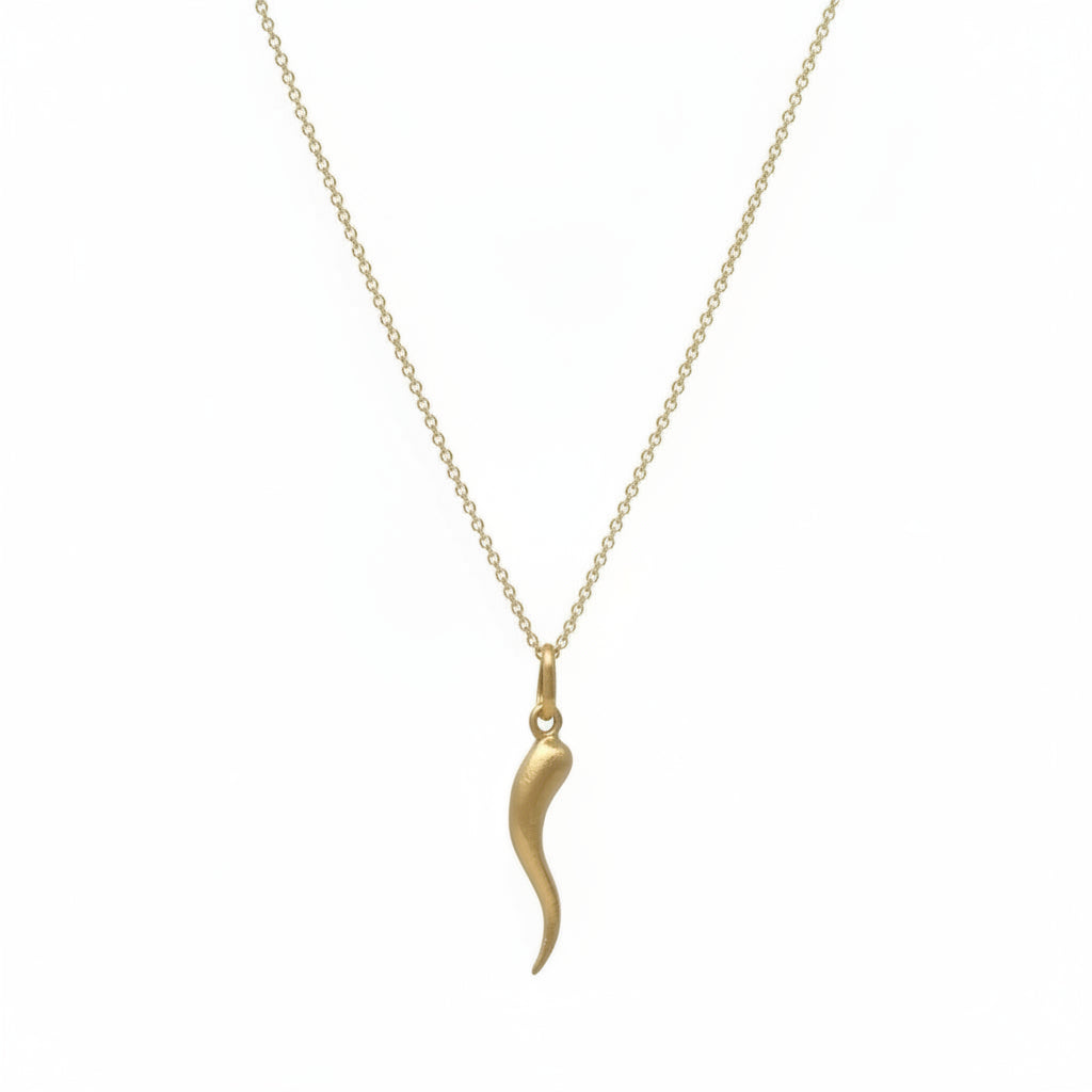 Mini Gold Italian Horn Pendant Necklace